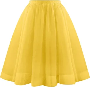 Women's Elegant Elastic Ruffle Petticoat Lightweight Underskirts for Cosplay Party Midi Skirt Tulle A-Line Tutu Skirt