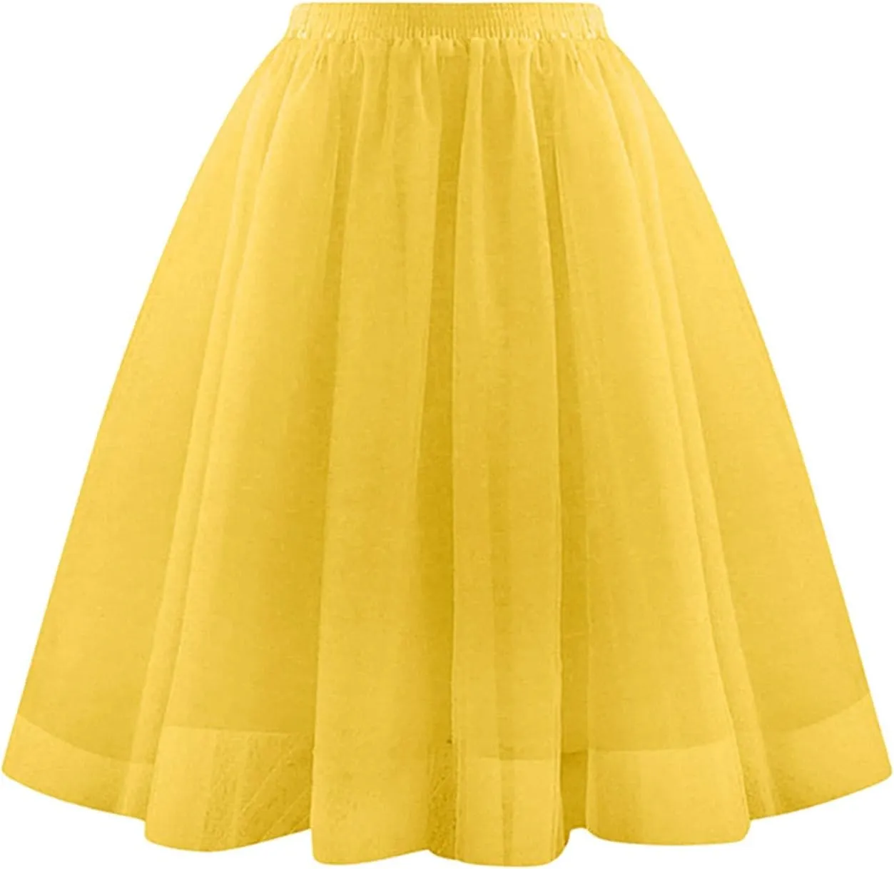 Women's Elegant Elastic Ruffle Petticoat Lightweight Underskirts for Cosplay Party Midi Skirt Tulle A-Line Tutu Skirt