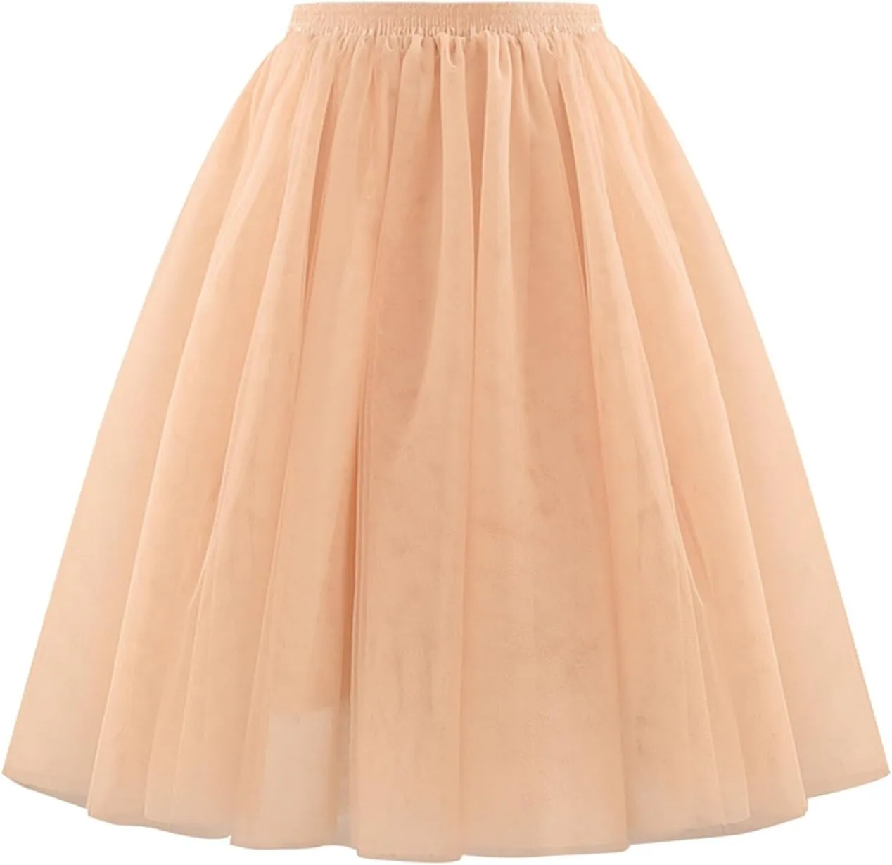 Women's Elegant Elastic Ruffle Petticoat Lightweight Underskirts for Cosplay Party Midi Skirt Tulle A-Line Tutu Skirt