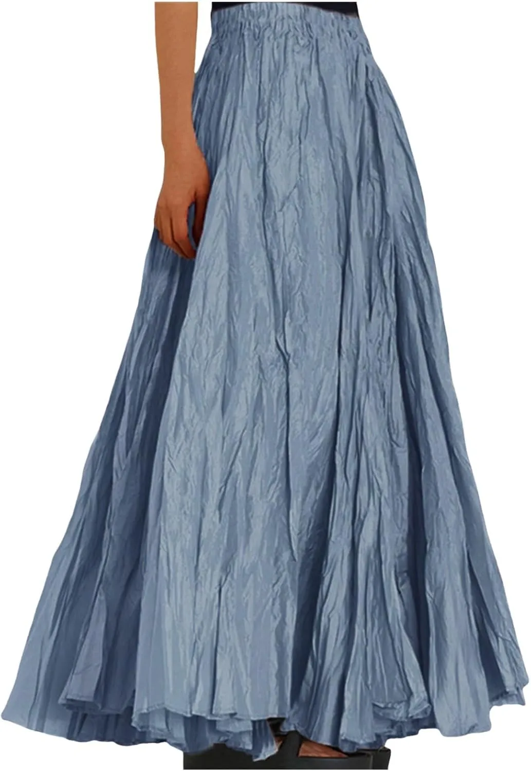 Womens Fashion Casual High Waist Fold A Dress Soild Vintage Loose Beach Wrap Maxi Long Skirt Women Skirt Suits