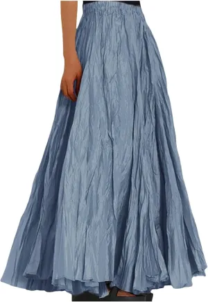 Womens Fashion Casual High Waist Fold A Dress Soild Vintage Loose Beach Wrap Maxi Long Skirt Women Skirt Suits