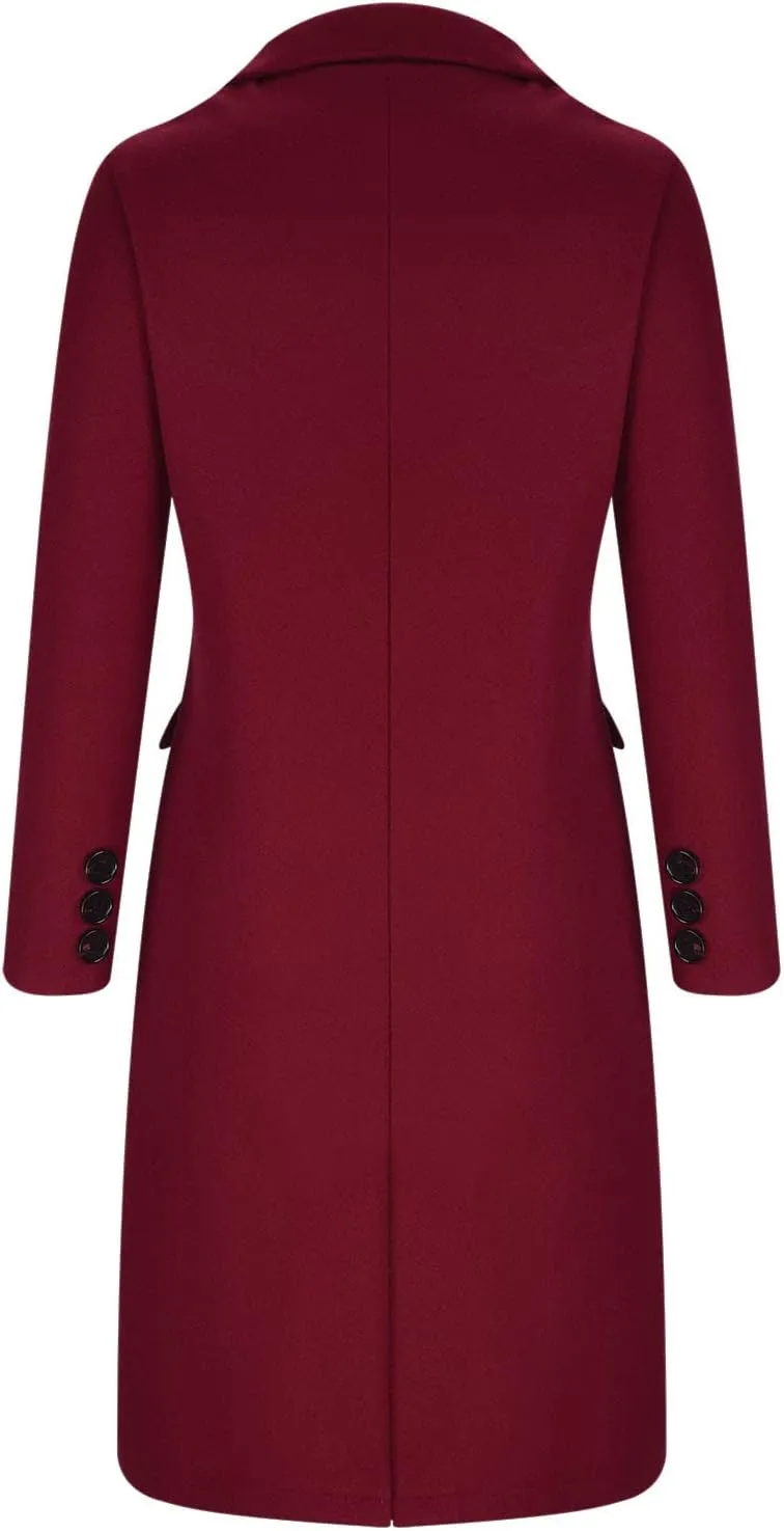 Womens Fashion Long Blazer Business Casual Double Breasted Trench Coats Notched Lapel Long Sleeve Outerwear