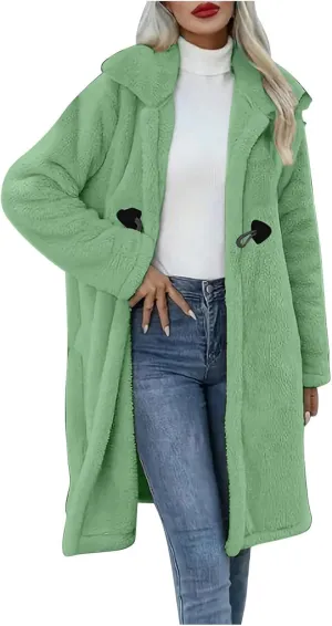 Womens Fuzzy Fleece Cardigan Coat Coatigan 2024 Fall Winter Warm Fuzzy Coat Lightweight Open Front Long Trench Coats