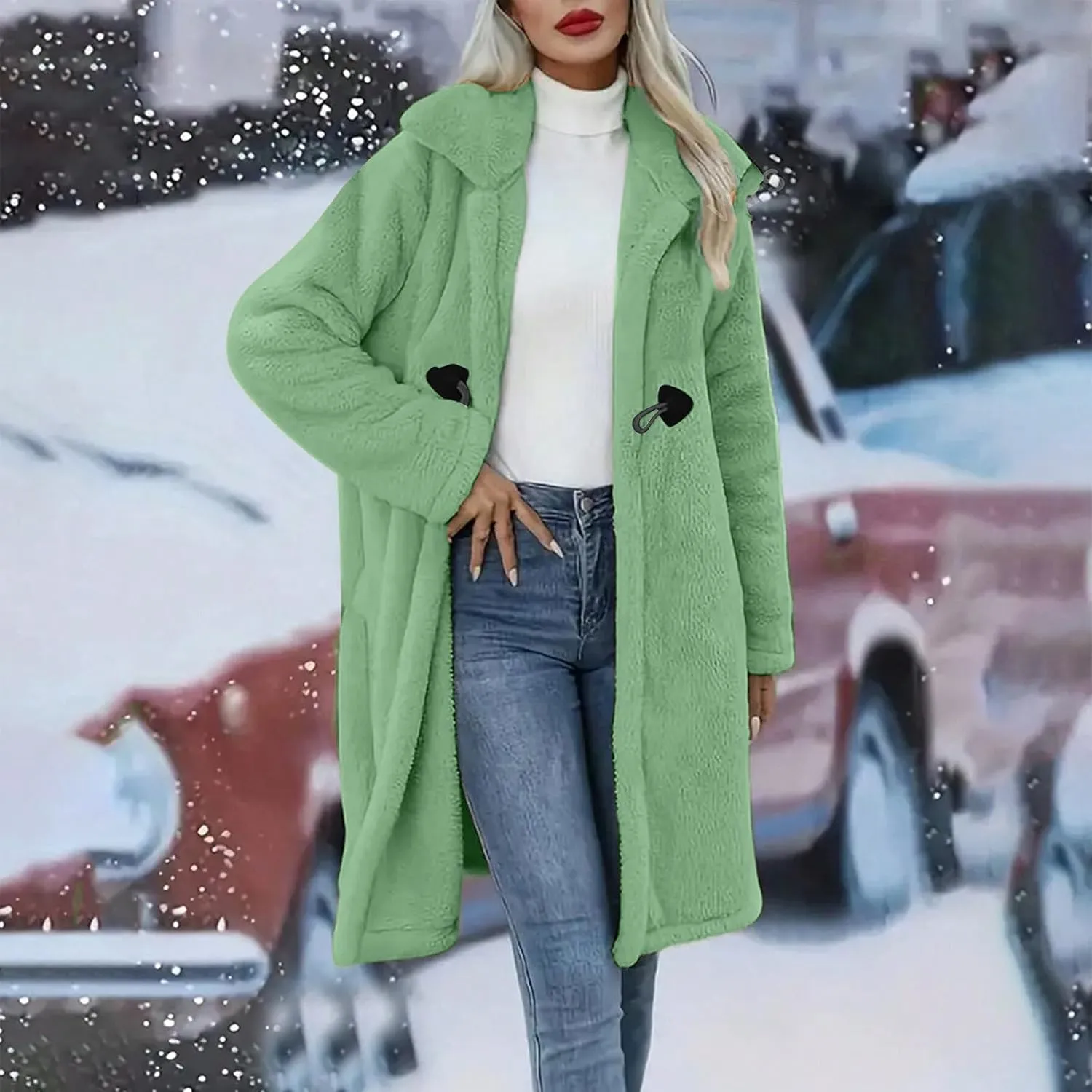 Womens Fuzzy Fleece Cardigan Coat Coatigan 2024 Fall Winter Warm Fuzzy Coat Lightweight Open Front Long Trench Coats