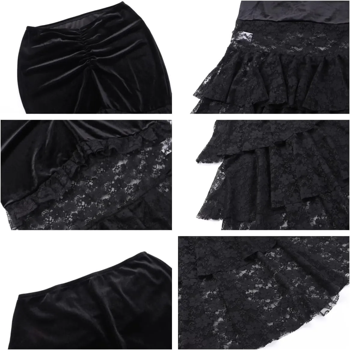 Womens Gothic Lace High Waist Long Skirt Y2k Maxi Skirt with Slit Rave Outfits