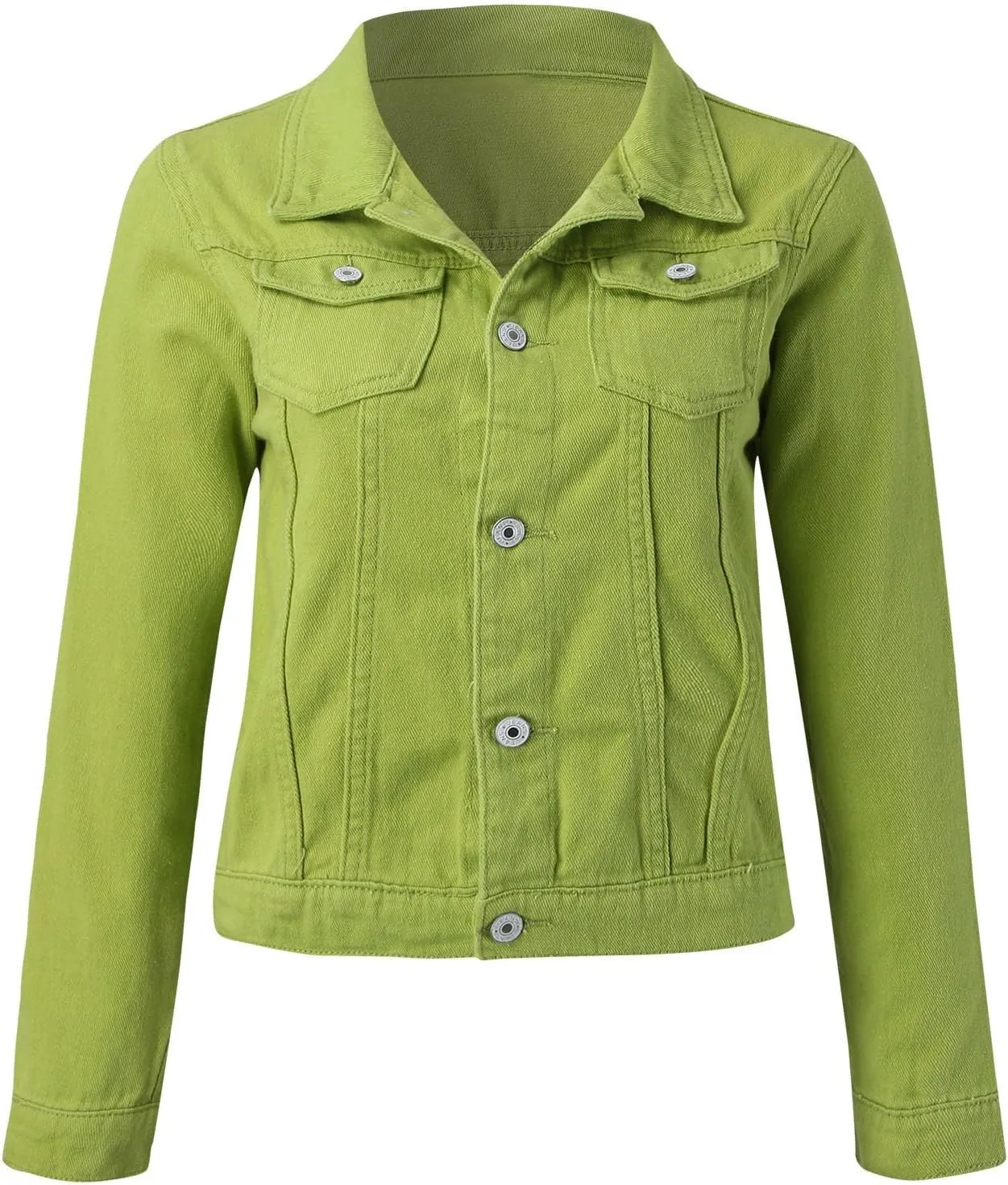 Womens Green Denim Jacket 2023 Short Denim Jean Jacket With Pocket Classic Outwear Denim Jacket 2023