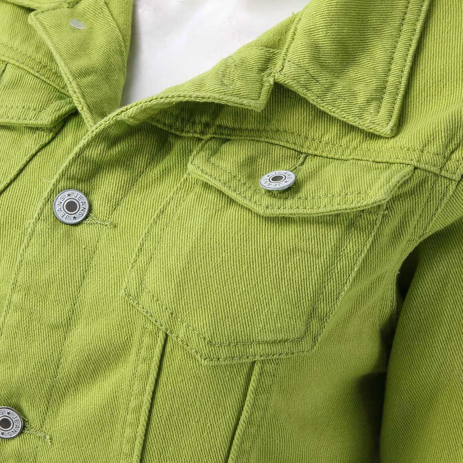 Womens Green Denim Jacket 2023 Short Denim Jean Jacket With Pocket Classic Outwear Denim Jacket 2023