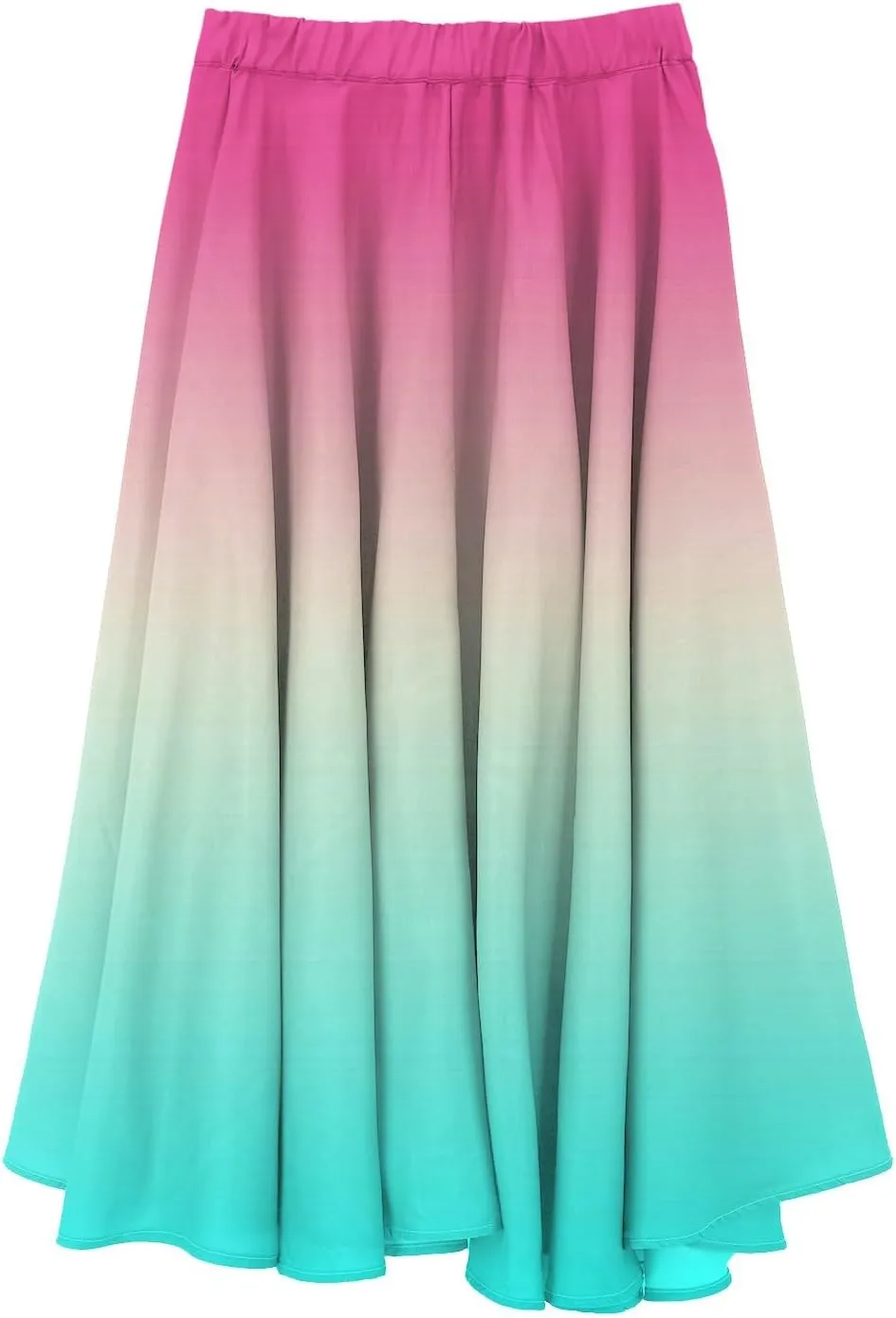 Womens High Waist Tie-Dye Print Pleated Skirt Midi Swing Skirt Solid Color Linen Long Maxi Skirts Casual Beach Dress