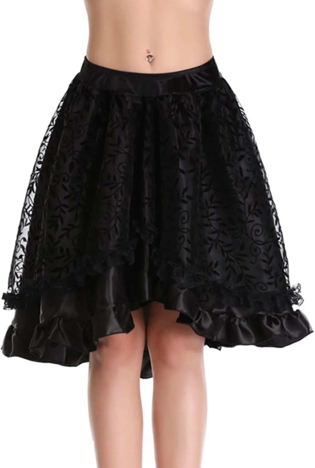 Womens Hippie Victorian Goth Ruched Maxi Long Midi Knee Length Skorts Skirts for Women Lace Skorts 2025