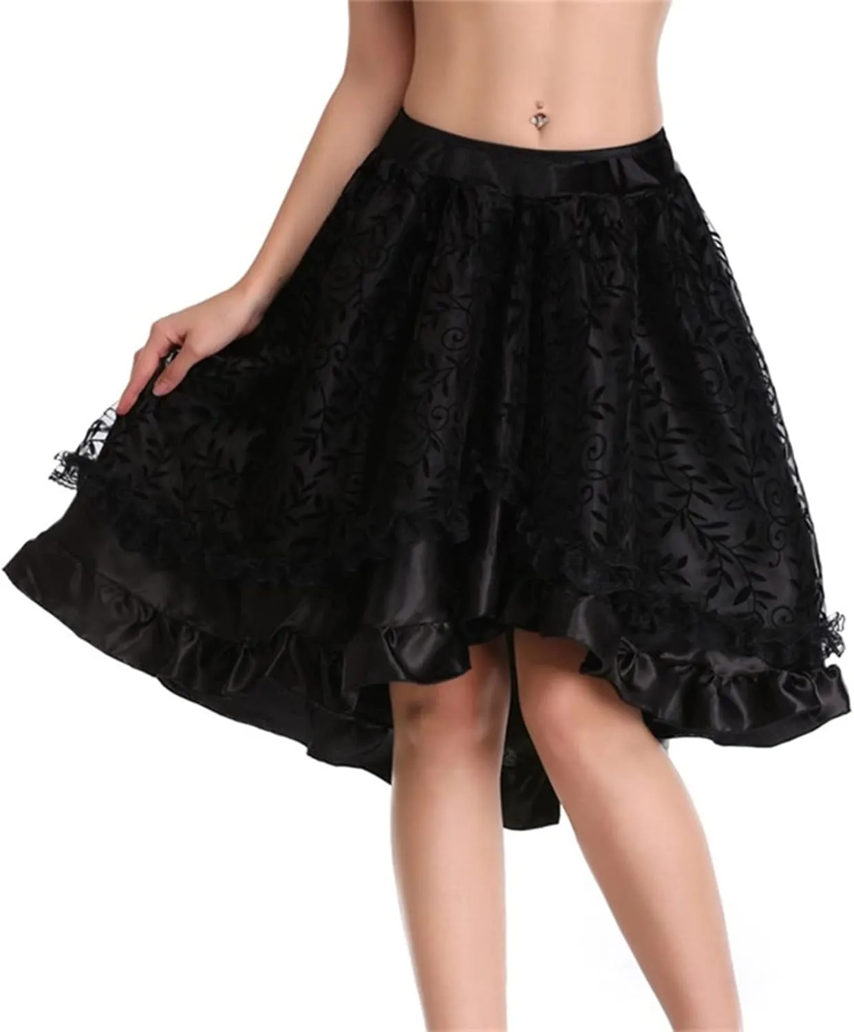 Womens Hippie Victorian Goth Ruched Maxi Long Midi Knee Length Skorts Skirts for Women Lace Skorts 2025