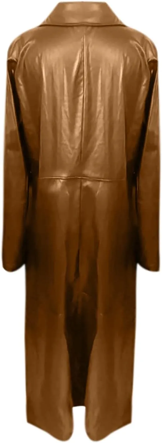 Womens Leathers Blazers Dressy Casual Windproof Trench Coat Fall Long Jackets Loose Fit Work Fashion Coats Outerwear