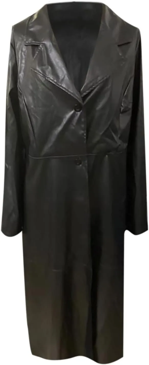 Womens Leathers Blazers Dressy Casual Windproof Trench Coat Fall Long Jackets Loose Fit Work Fashion Coats Outerwear