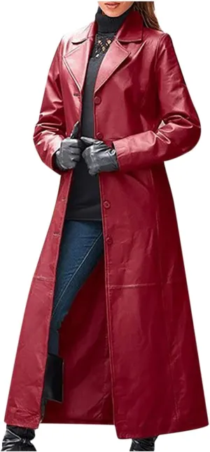 Womens Leathers Blazers Dressy Casual Windproof Trench Coat Fall Long Jackets Loose Fit Work Fashion Coats Outerwear