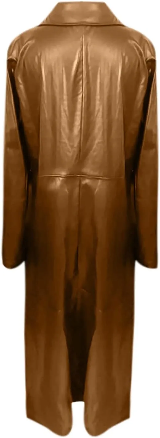Womens Leathers Blazers Dressy Casual Windproof Trench Coat Fall Long Jackets Loose Fit Work Fashion Coats Outerwear