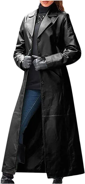 Womens Leathers Blazers Dressy Casual Windproof Trench Coat Fall Long Jackets Loose Fit Work Fashion Coats Outerwear