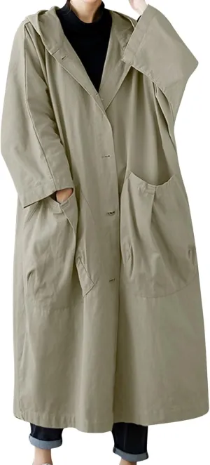 Womens Long Breasted Trench Coat Midi Length Overcoat Faux Leather Suit Jacket for Women