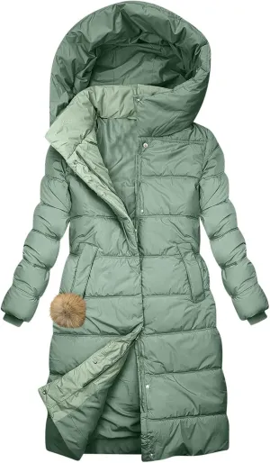 Womens Long Hooded Puffer Jackets Trendy Windproof Zipper Button Down Coat Winter Solid Long Sleeve Warm Outerwear