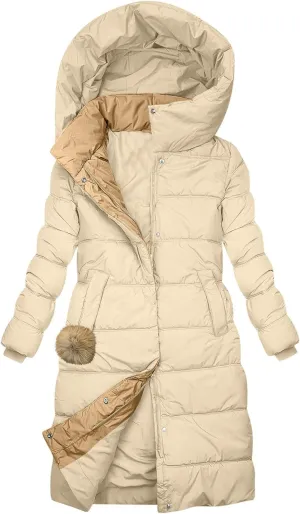 Womens Long Hooded Puffer Jackets Trendy Windproof Zipper Button Down Coat Winter Solid Long Sleeve Warm Outerwear