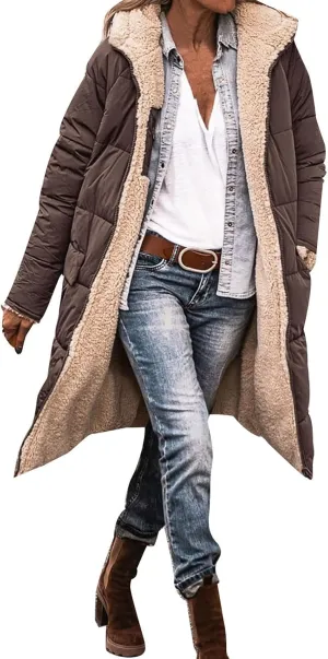 Womens Long Puffer Coat Packable Down Jacket Ultralight Parkas Jacket Maxi Zip Up Winter Hooded Insulated Coat