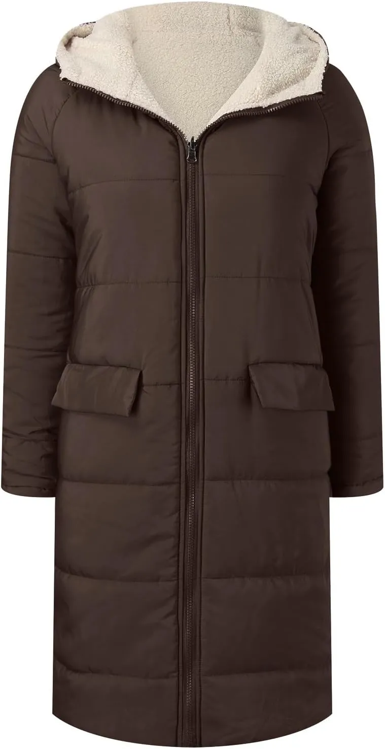 Womens Long Puffer Coat Packable Down Jacket Ultralight Parkas Jacket Maxi Zip Up Winter Hooded Insulated Coat