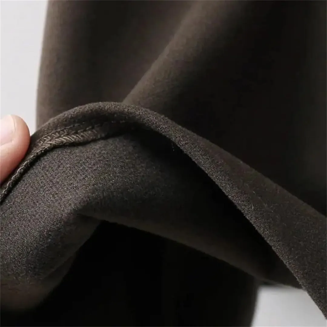 Women's Midi Skirt A Line Faux Wool Thick Belted Skirts High Waisted Slim Long Skirt