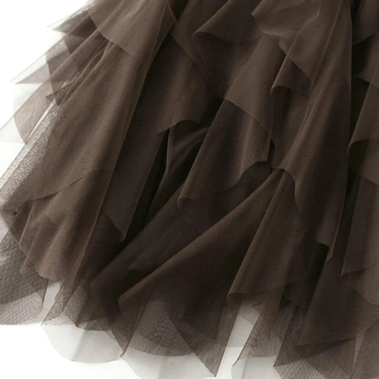 Womens Multilayer Ruffles Skirt Midi Long Fairy Skirt High Low Layered A-line Midi Skirt Irregular Tutu for Women