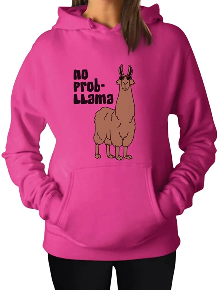 Women's - No Prob Llama Hoodie Pullover Sweatshirt