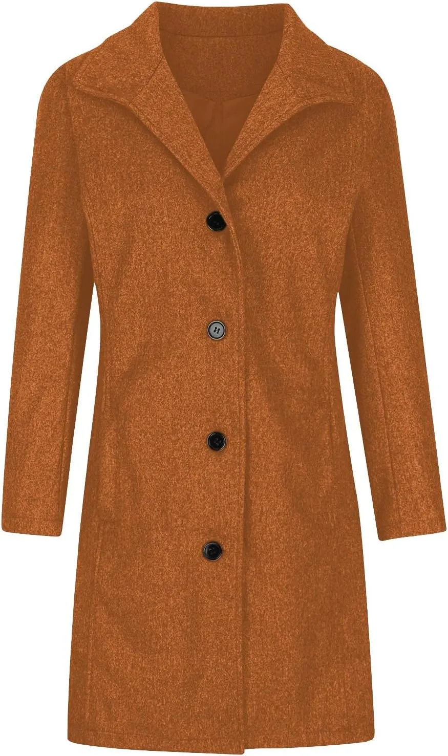Womens Pea Coat Winter Fall Classic Button Down Stand Collar Peacoat Dressy Casual Elegant Trench Coat with Pocket