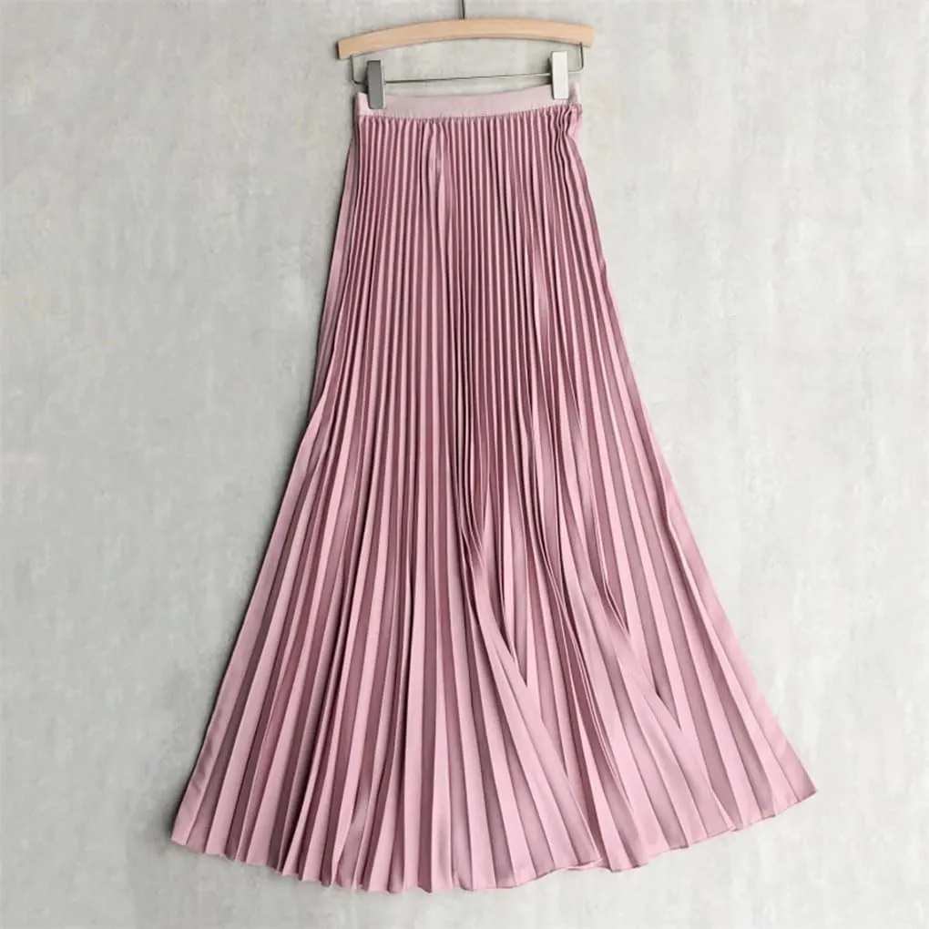 Womens Pleated Skirt, High Waist Women Long Skirt, Female Women Midi Skirt.