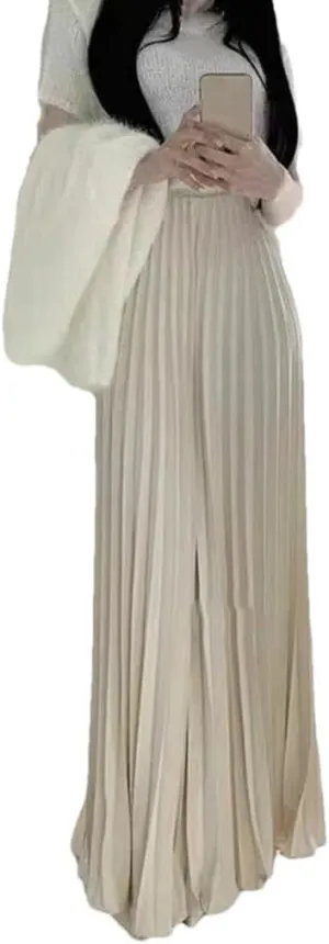 Womens Pleated Skirt, High Waist Women Long Skirt, Female Women Midi Skirt.