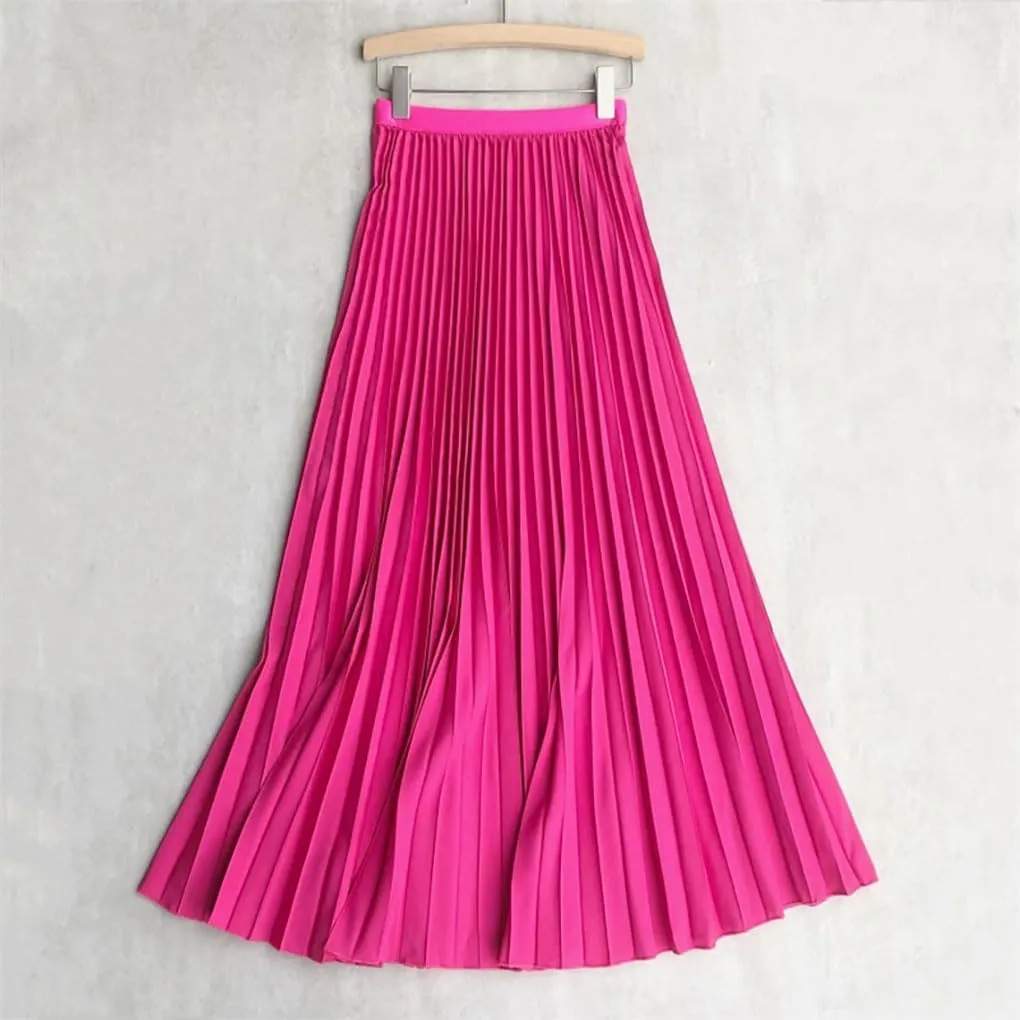 Womens Pleated Skirt, High Waist Women Long Skirt, Female Women Midi Skirt.