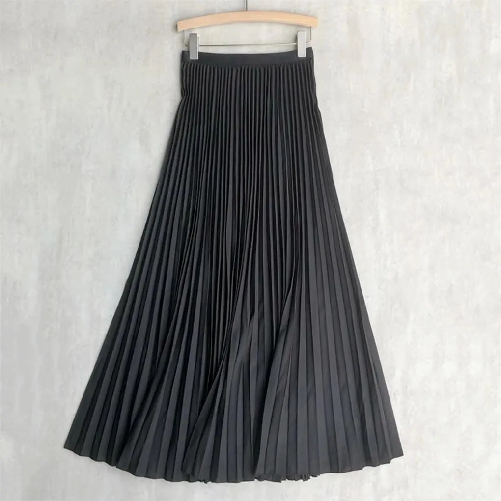 Womens Pleated Skirt, High Waist Women Long Skirt, Female Women Midi Skirt.
