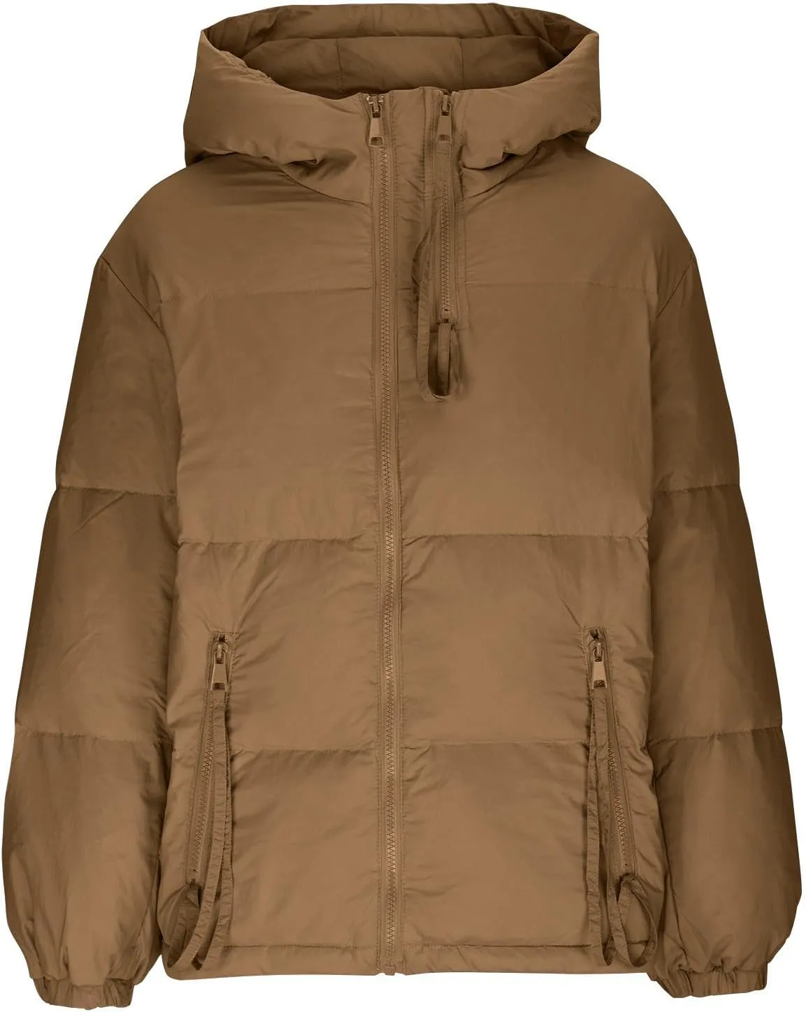 Womens Puffer Jacket with Hood Winter Warm Cotton Down Coat Thickened Full Zip Padded Outerwear with Pockets Plus Size