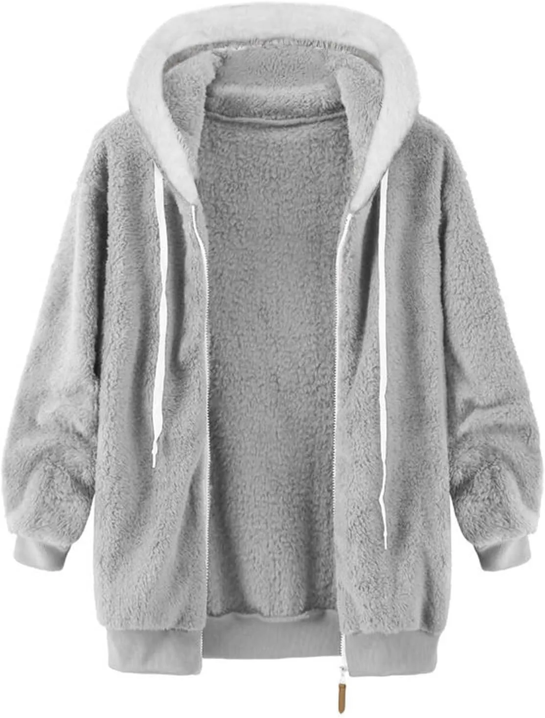Women's Sherpa Lined Coat Long Sleeve Fleece Line Parka Thicken Thermal Women Fleece Jacket Comfy Hooded Oversized