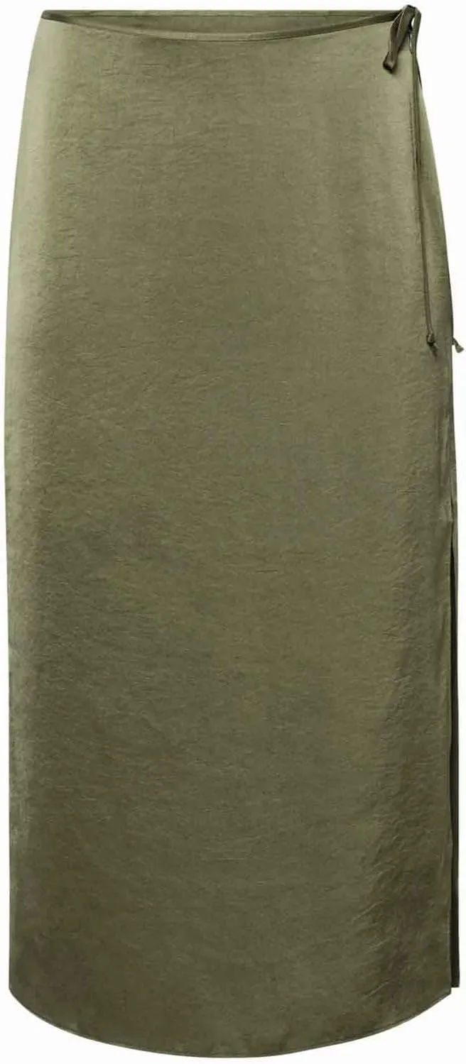 Womens Shift Skirt Casual Elegant Side Split Drawstring High Waisted Wrap Midi Skirt Office Business Work Skirt