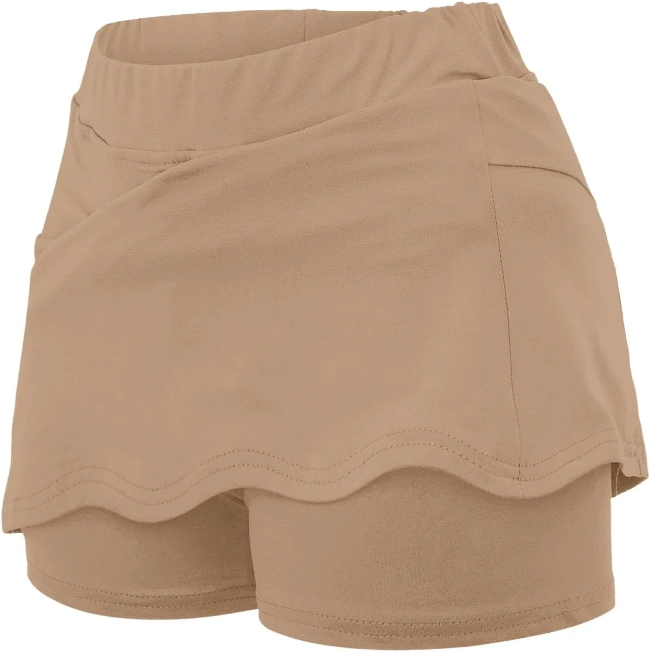 Womens Skorts with Pockets Summer Tummy Control Solid Yoga Shorts High Waist Baggy Casual Loose Fit Plus Size Skirt