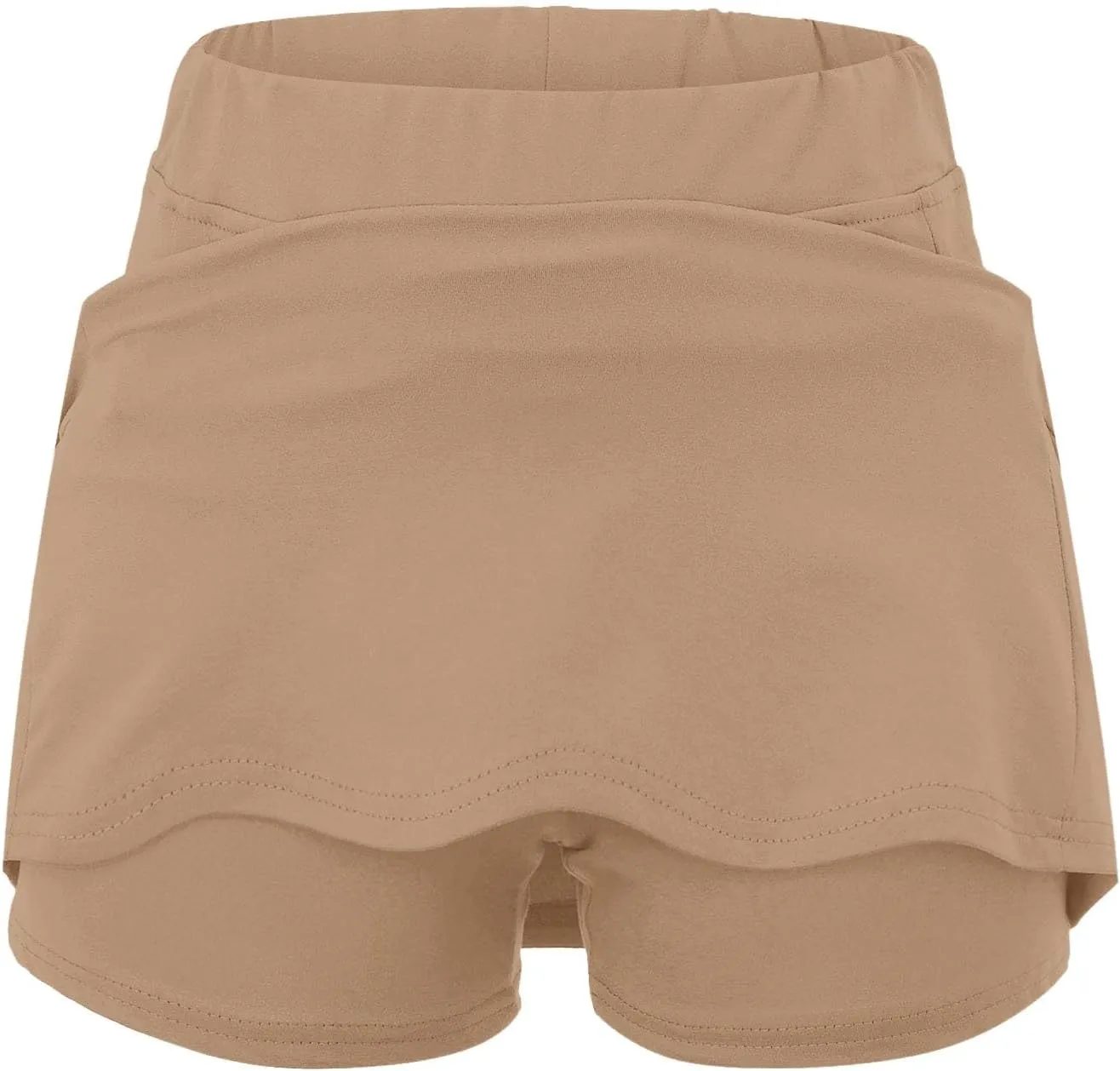 Womens Skorts with Pockets Summer Tummy Control Solid Yoga Shorts High Waist Baggy Casual Loose Fit Plus Size Skirt