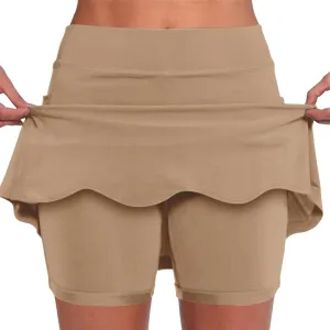 Womens Skorts with Pockets Summer Tummy Control Solid Yoga Shorts High Waist Baggy Casual Loose Fit Plus Size Skirt
