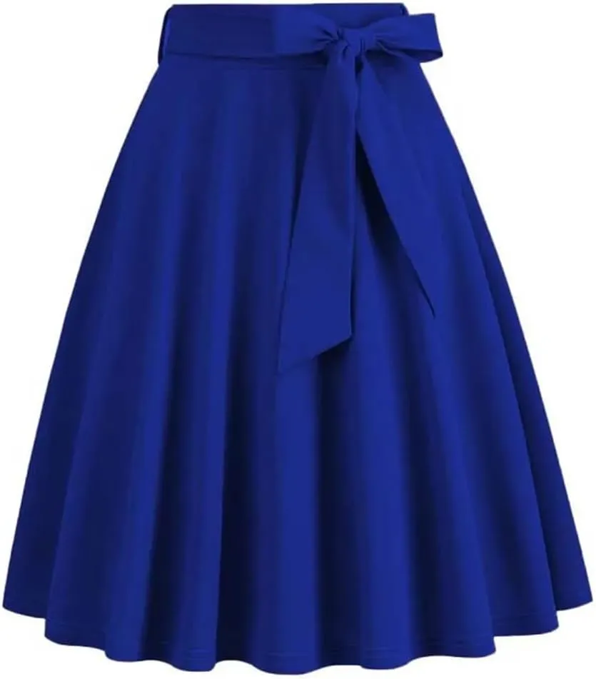 Women's Solid Color Retro Long Skirt High Waist A Line 50S Swing Skirt