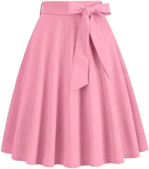 Women's Solid Color Retro Long Skirt High Waist A Line 50S Swing Skirt