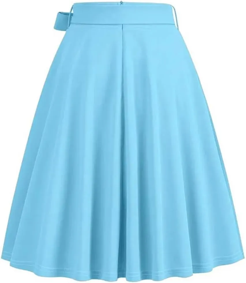 Women's Solid Color Retro Long Skirt High Waist A Line 50S Swing Skirt