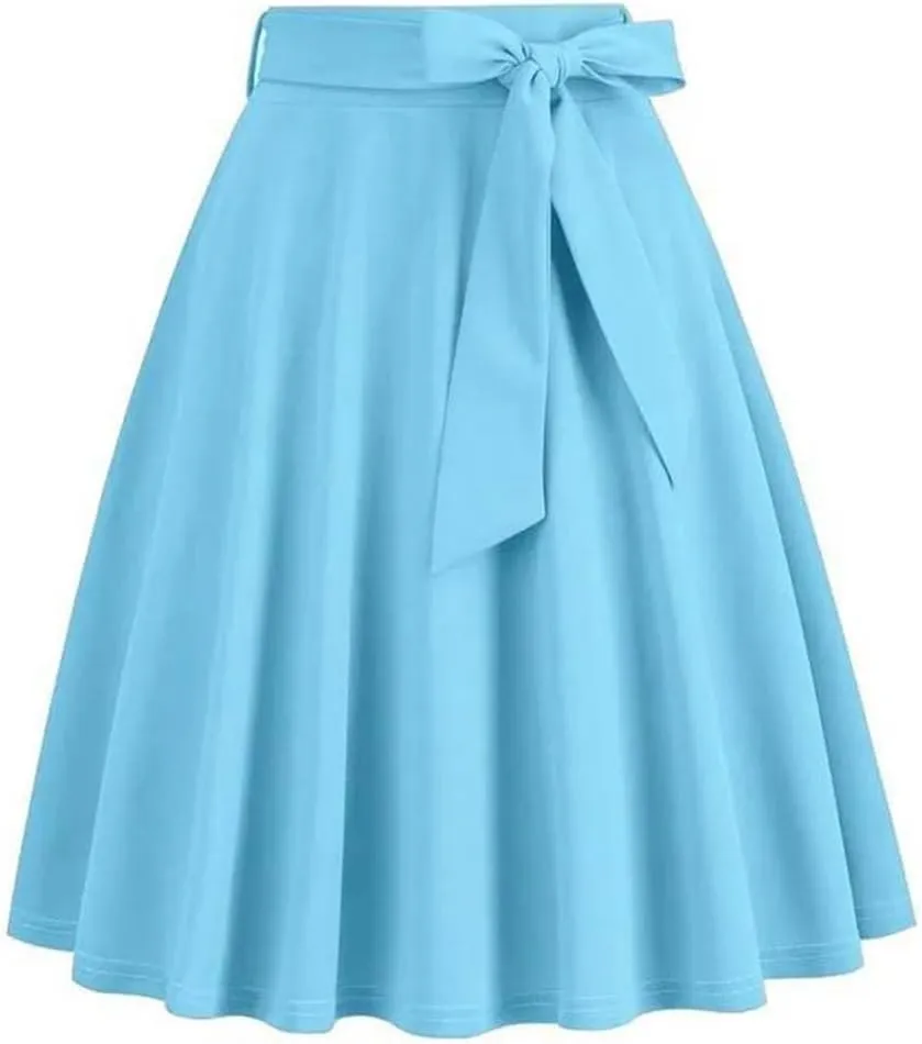 Women's Solid Color Retro Long Skirt High Waist A Line 50S Swing Skirt