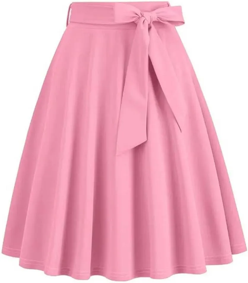 Women's Solid Color Retro Long Skirt High Waist A Line 50S Swing Skirt