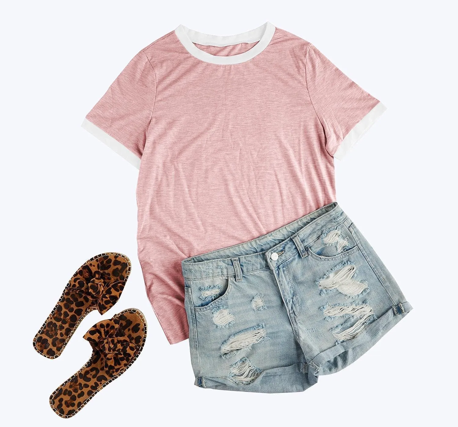 Womens T Shirt Short Sleeve Crew Neck Basic Color Block Tee Tops