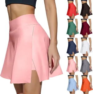 Women's Tennis Skirt with Shorts Underneath Summer Athletic Skorts with Slit Y2k High Waisted Golf Skirt