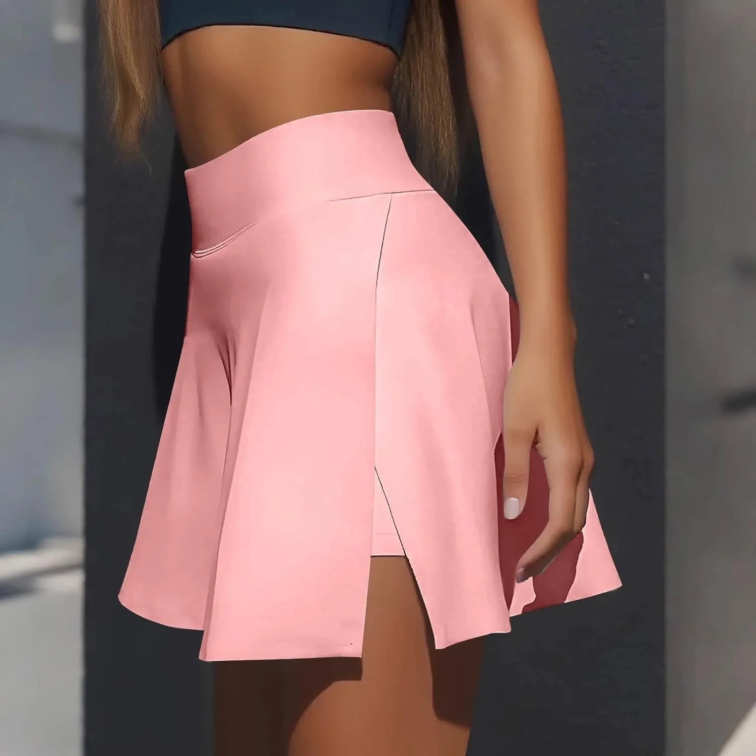 Women's Tennis Skirt with Shorts Underneath Summer Athletic Skorts with Slit Y2k High Waisted Golf Skirt