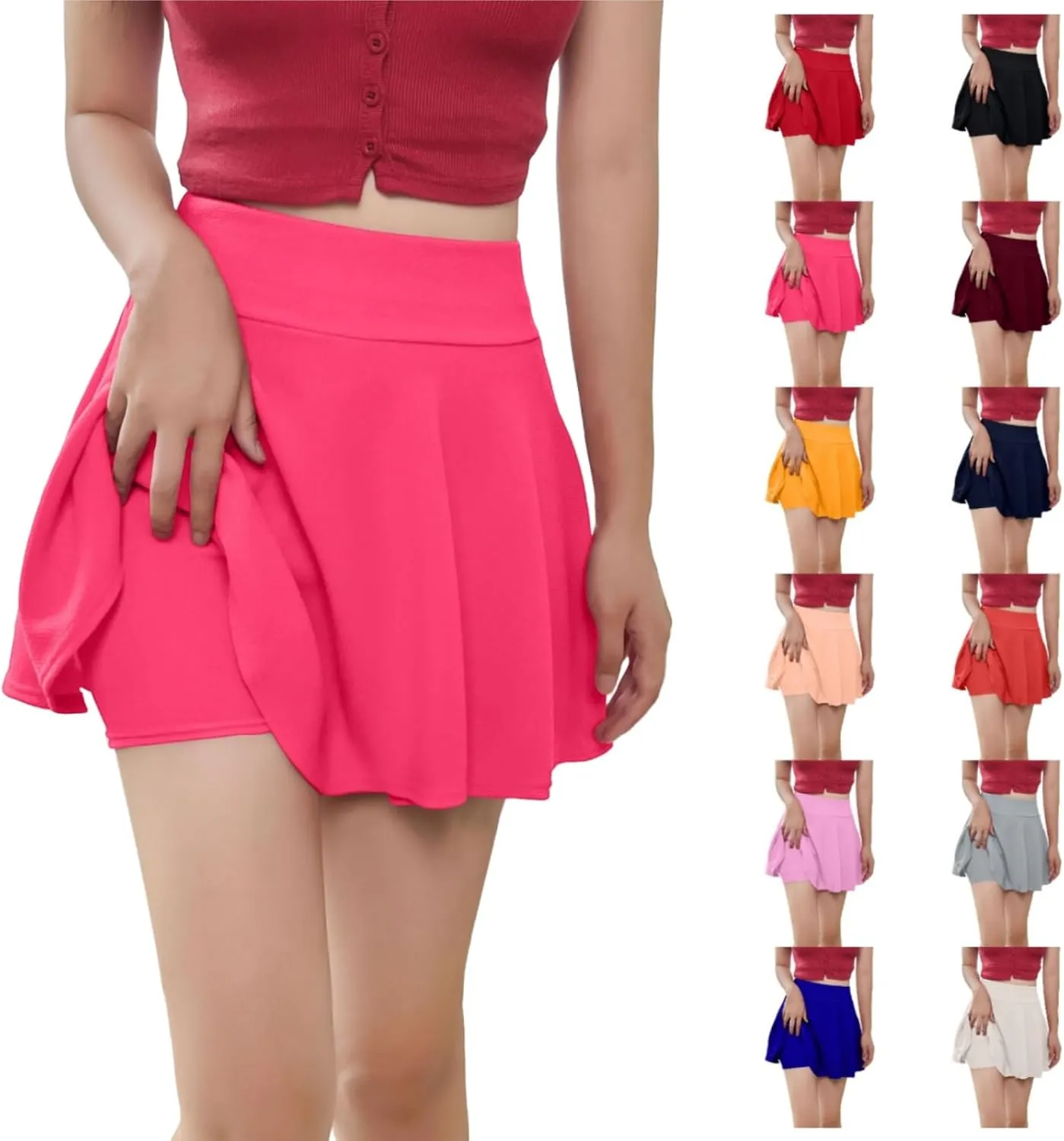 Womens Tennis Skirts with Shorts Pleated Athletic Skorts with Pocket High Waisted Golf Skort for Workout Pickleball