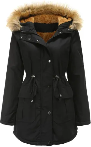 Women's Thickened Down Jacket Jacket with Collar Loose Winter Coat Long-Sleeve Water Resistant Women's Parka Jacket