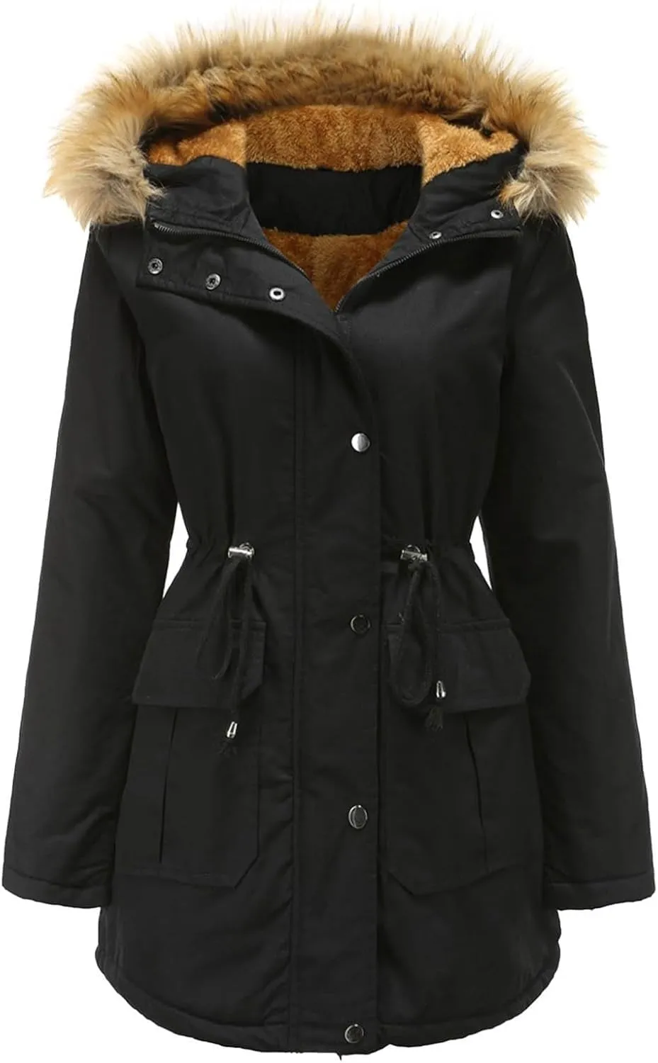 Women's Thickened Down Jacket Jacket with Collar Loose Winter Coat Long-Sleeve Water Resistant Women's Parka Jacket
