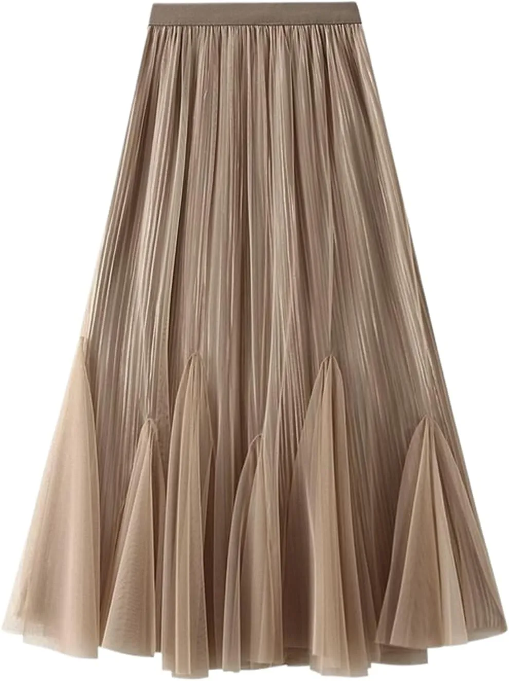 Women's Vintage Tulle A-Line Midi Skirt for Fall